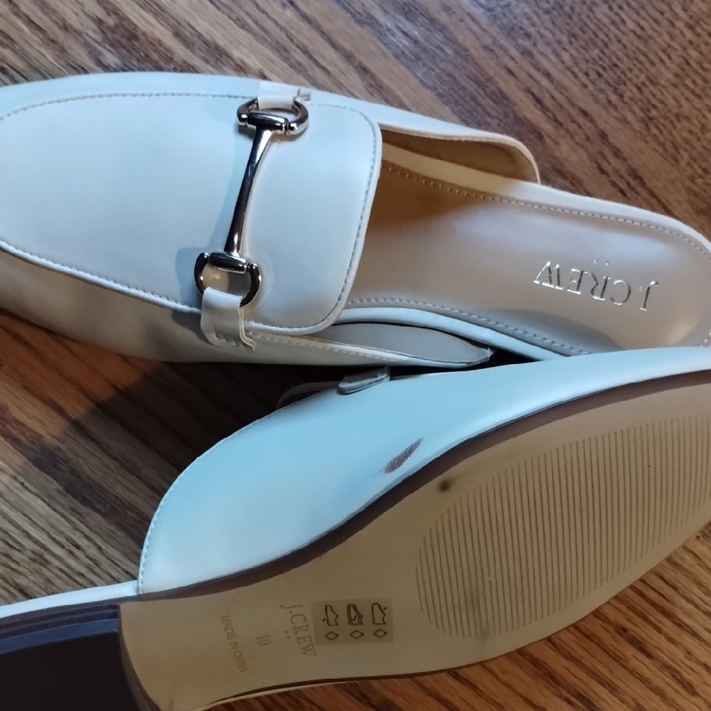 J. Crew Women's Cream Mules with Silver Accents - Picture 12 of 15